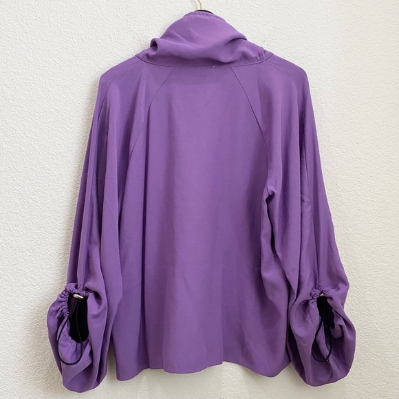 ASOS Purple Lavender Drawcord Cowl Neck Long Sleeve Activewear Top Size 6 - Picture 8 of 13